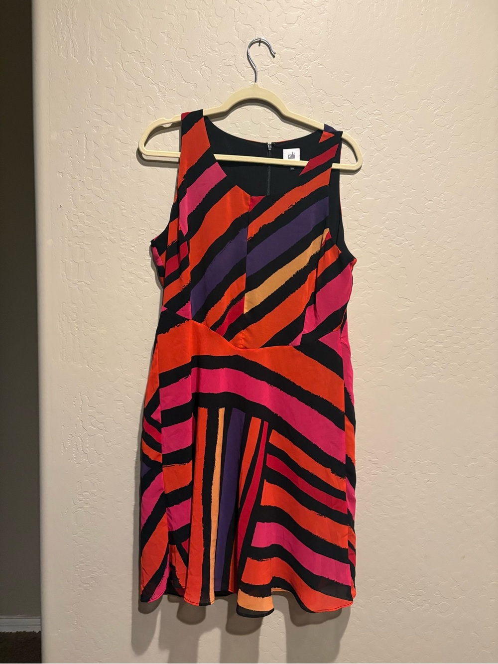 Sleeveless Colorblock Stripe Dress in Pink, Orange & Purple